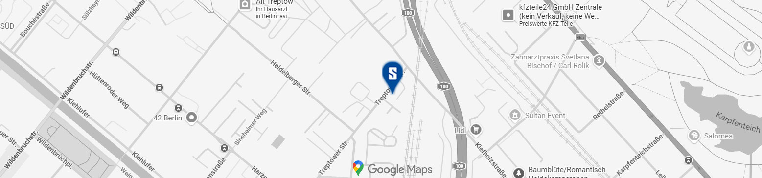 Google Maps Ansicht der Strahlfix Lackiererei in Berlin – Fachbetrieb für Lackierungen und Oberflächenbearbeitung